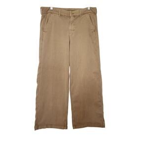 American Eagle Tan Flat Front High Rise Wide Leg Pants Skater Trousers Size 12